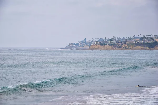 Вид Пляжа Mission Beach Сан Диего Пирсов Джетти Песка Вокруг — стоковое фото