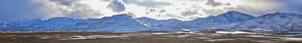 Winterpanorama Der Schneebedeckten Oquirrh Gebirgskette Der Auch Die Bingham Canyon — Stockfoto