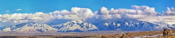 Invierno Vista Panorámica Las Montañas Rocosas Situadas Frente Nieve Great —  Fotos de Stock