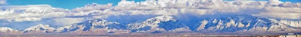 Зимний Панорамный Вид Снежную Шапку Wasatch Front Rocky Mountains Great — стоковое фото