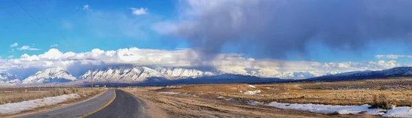 Inverno Vista Panorâmica Neve Tampada Wasatch Front Montanhas Rochosas Great — Fotografia de Stock