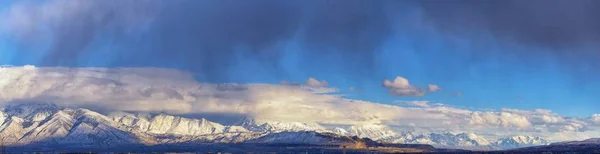 Hiver Vue Panoramique Sur Les Montagnes Rocheuses Vallée Grand Lac — Photo
