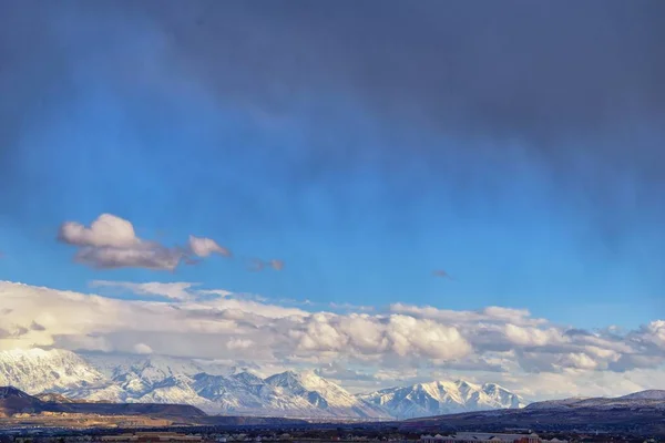 Téli Panoramic View Capped Wasatch Első Sziklás Hegység Nagy Salt — Stock Fotó