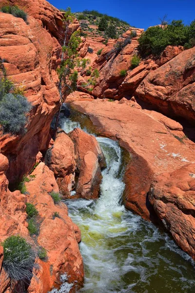 Vistas Cachoeiras Gunlock State Park Reservoir Falls Gunlock Utah Por — Fotografia de Stock