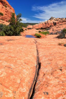 Aşağı Kum Koyu'ndan Girdap oluşumuna kadar, Red Cliffs Ulusal Koruma Alanı'ndaki Snow Canyon State Park'ın gunlock ve Saint George, Utah, Amerika Birleşik Devletleri tarafından. 
