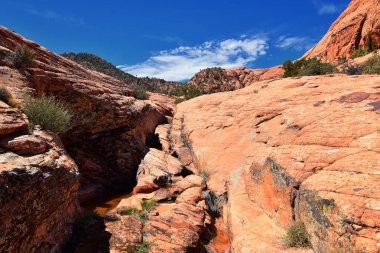 Aşağı Kum Koyu'ndan Girdap oluşumuna kadar, Red Cliffs Ulusal Koruma Alanı'ndaki Snow Canyon State Park'ın gunlock ve Saint George, Utah, Amerika Birleşik Devletleri tarafından. 