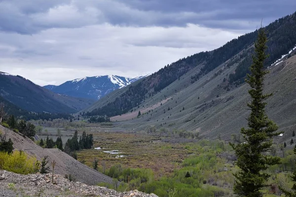 Sun Valley, Badger Canyon in Sawtooth Mountains National Forest Landscape panorama views from Trail Creek Road in Idaho. United States.