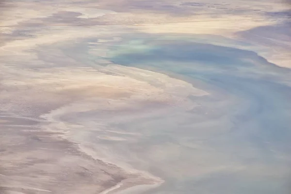 Aerial View Airplane Great Salt Lake Rocky Mountain Range Sweeping — Stock Photo, Image