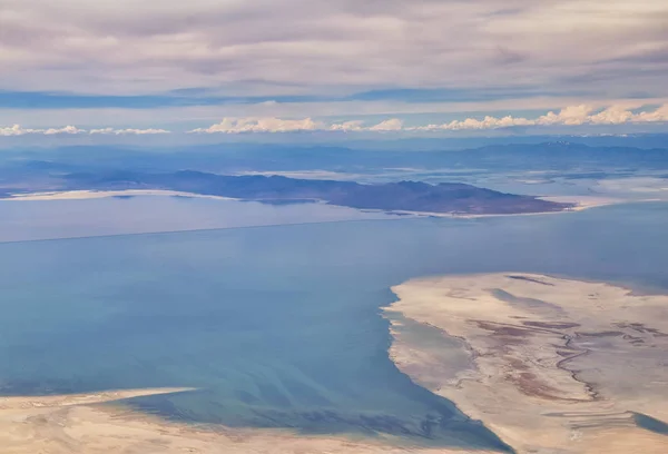Vista Aérea Desde Avión Del Gran Lago Salado Cordillera Las — Foto de Stock