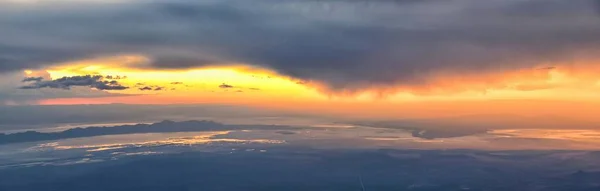 Great Salt Lake Sunset Widok Lotniczy Samolotu Wasatch Rocky Mountain — Zdjęcie stockowe