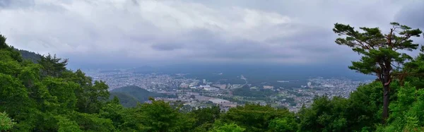 欣赏日本富士山周围的景色 包括川口子天珠山公园 川口湖从湖上的渡船和贡多拉观察 — 图库照片