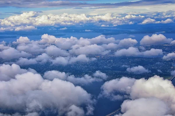 Сіетл Вашингтон 2019 Міський Пейзаж Повітряних Панорамний Вид Через Морокраєвид — стокове фото