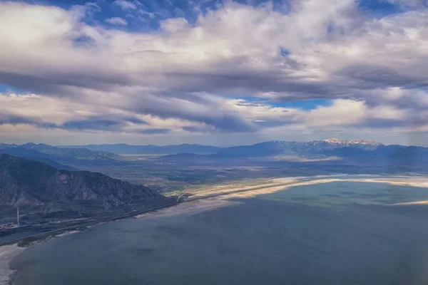 Great Salt Lake Utah Vista Aérea Desde Avión Que Mira — Foto de Stock