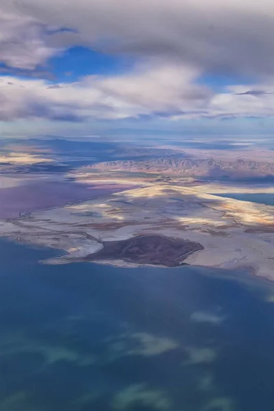 Great Salt Lake Utah Vista Aérea Desde Avión Que Mira — Foto de Stock