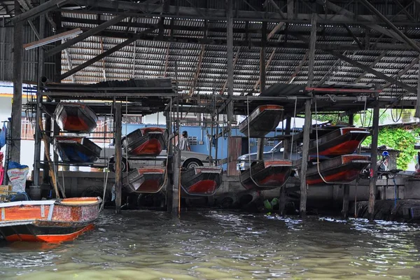 Mercado Flotante Por Bangkok Tailandia Damnoen Saduak Vistas Desde Barco —  Fotos de Stock