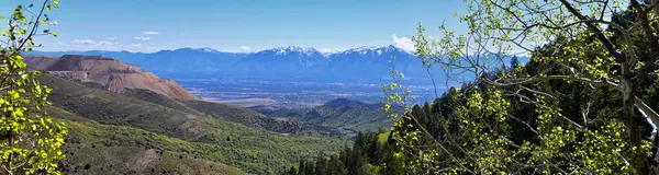 Rocky Mountain Wasatch Front Toppar Panorama Landskap Utsikt Från Butterfield — Stockfoto