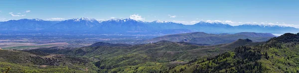 Rocky Mountain Wasatch Picos Frontales Vista Panorámica Del Paisaje Desde — Foto de Stock