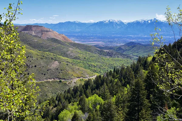 Rocky Mountain Wasatch Picos Frontales Vista Panorámica Del Paisaje Desde — Foto de Stock