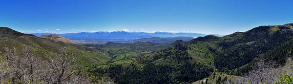 Rocky Mountain Wasatch Picos Frontales Vista Panorámica Del Paisaje Desde — Foto de Stock