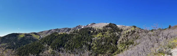 Rocky Mountain Wasatch Przednie Szczyty Panoramiczny Widok Butterfield Canyon Oquirrh — Zdjęcie stockowe