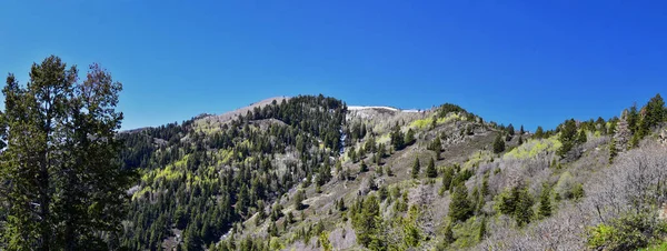 Rocky Mountain Wasatch Front Peaks Panorama Landscape View Butterfield Canyon — 스톡 사진