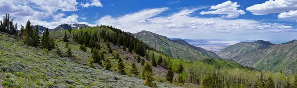 Rocky Mountain Wasatch Front Peaks Panorama Landscape View Butterfield Canyon — 스톡 사진