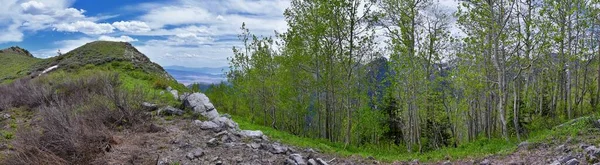 Rocky Mountain Wasatch Front Peaks Panorama Landscape View Butterfield Canyon — 스톡 사진