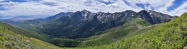 Rocky Mountain Wasatch Front Peaks Panorama Landscape View Butterfield Canyon — Stock Photo, Image