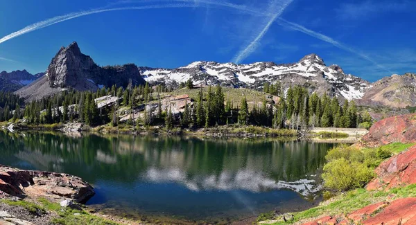 Панорамный Вид Озеро Бланш Wasatchfront Rocky Mountains Twin Peaks Wilderness — стоковое фото