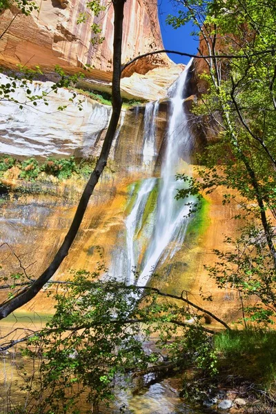 Lägre Calf Creek Falls Vattenfall Färgglada Vyer Från Vandringsled Grand — Stockfoto