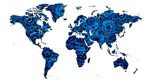 Mapa Mundo Muito Mecânico Como Cartaz Gráfico Parede — Fotografia de Stock