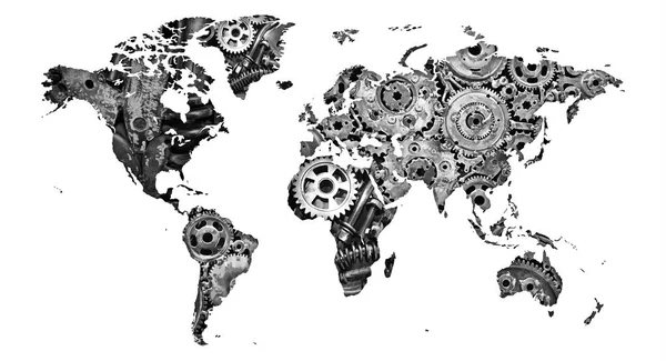 Mapa Mundo Muito Mecânico Como Cartaz Gráfico Parede — Fotografia de Stock