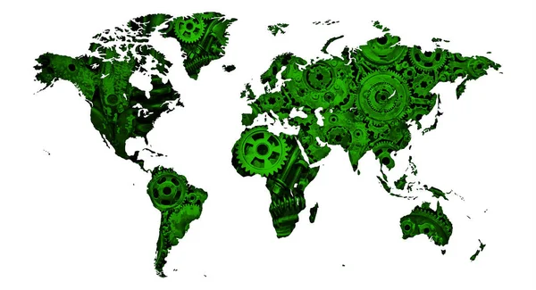 Mapa Mundo Muito Mecânico Como Cartaz Gráfico Parede — Fotografia de Stock