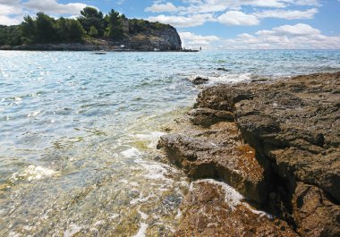 Istria 'nın manzarası. Hırvatistan 'daki güzel Avrupa dinlenme yerleri, Pula eski kasabası. wakacje. 
