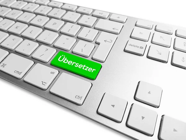 Übersetzer Deutsche Tastatur Grüne Tasten Auf Tastatur — Stockfoto