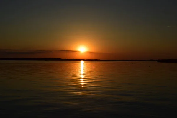 Belo Pôr Sol Lago Belo Nascer Sol Lago — Fotografia de Stock