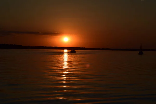 Prachtige Zonsondergang Het Meer Prachtige Zonsopgang Het Meer — Stockfoto