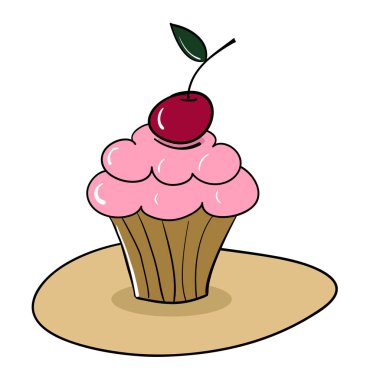 Sevimli tatlı pembe kek kiraz ile