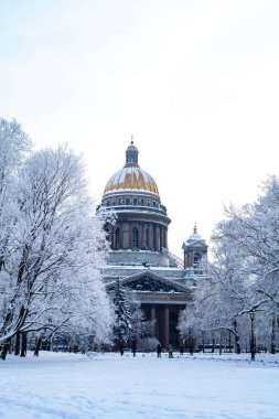 St. Isaac's Cathedral St. Petersburg Rusya kış görünümü