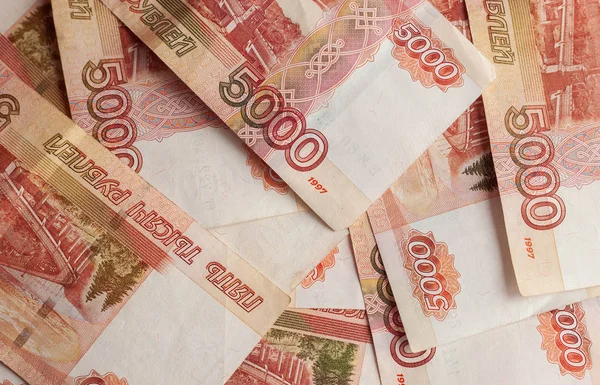 Beş bin Rus ruble banknotların arka plan olarak — Stok fotoğraf