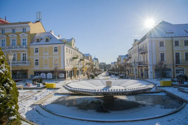 Center of the small west Bohemian spa town Frantiskovy Lazne (Franzensbad) near historical city Cheb - Czech Republic (region Karlovy Vary)