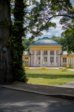 Maden suyu kaynağı Ferdinand Colonnade - küçük batı Bohemya kaplıca kasabası Marianske Lazne (Marienbad) - Çek Cumhuriyeti