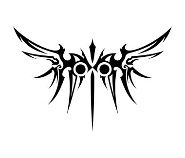 Beyaz arka plan üzerinde eleman tasarımı için soyut kabile kanadı