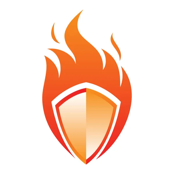 Fire shield vector icon in abstract style on the white backgroun — Stock Vector