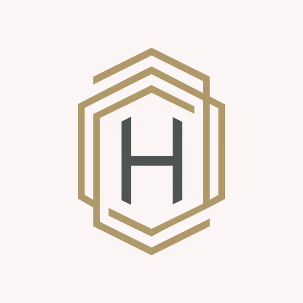 Simple and elegance letter H symbol inside abstract hexagon on t — Stock Vector