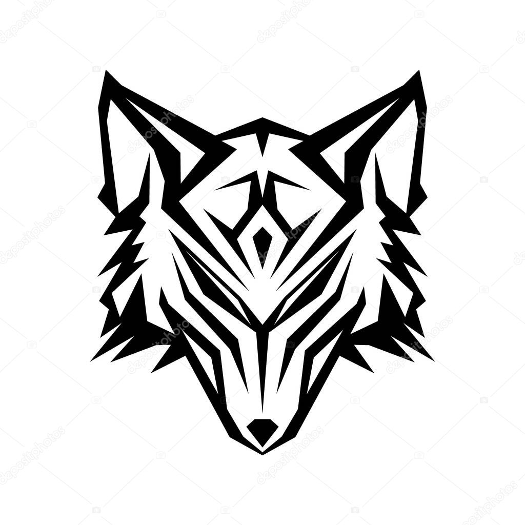 Abstract head wolf icon with color black on the white background. Geometric wolf icon trendy and modern symbol for graphic and web design. Vector illustration EPS.8 EPS.10