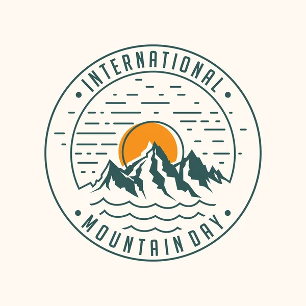 Дизайн гор к Международному дню гор в линейном стиле — стоковый вектор