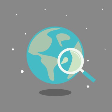 Astronomideki arama simgesiyle Dünya gezegeni