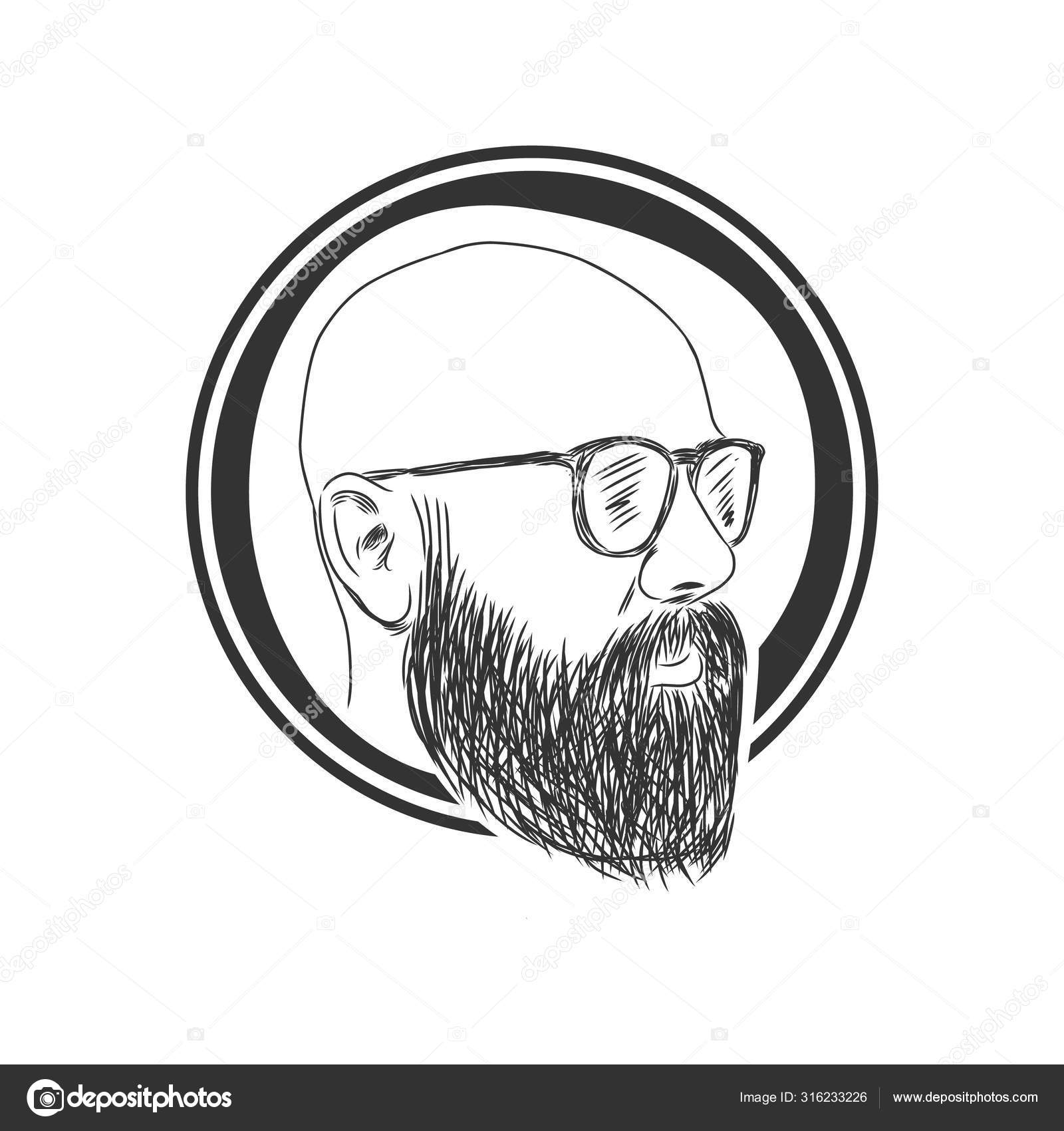 Bald man with beard, vintage style vector Stock Vector Image by ©Taawon  #316233226