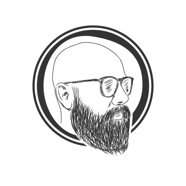 Homme chauve avec barbe, vecteur de style vintage — Image vectorielle